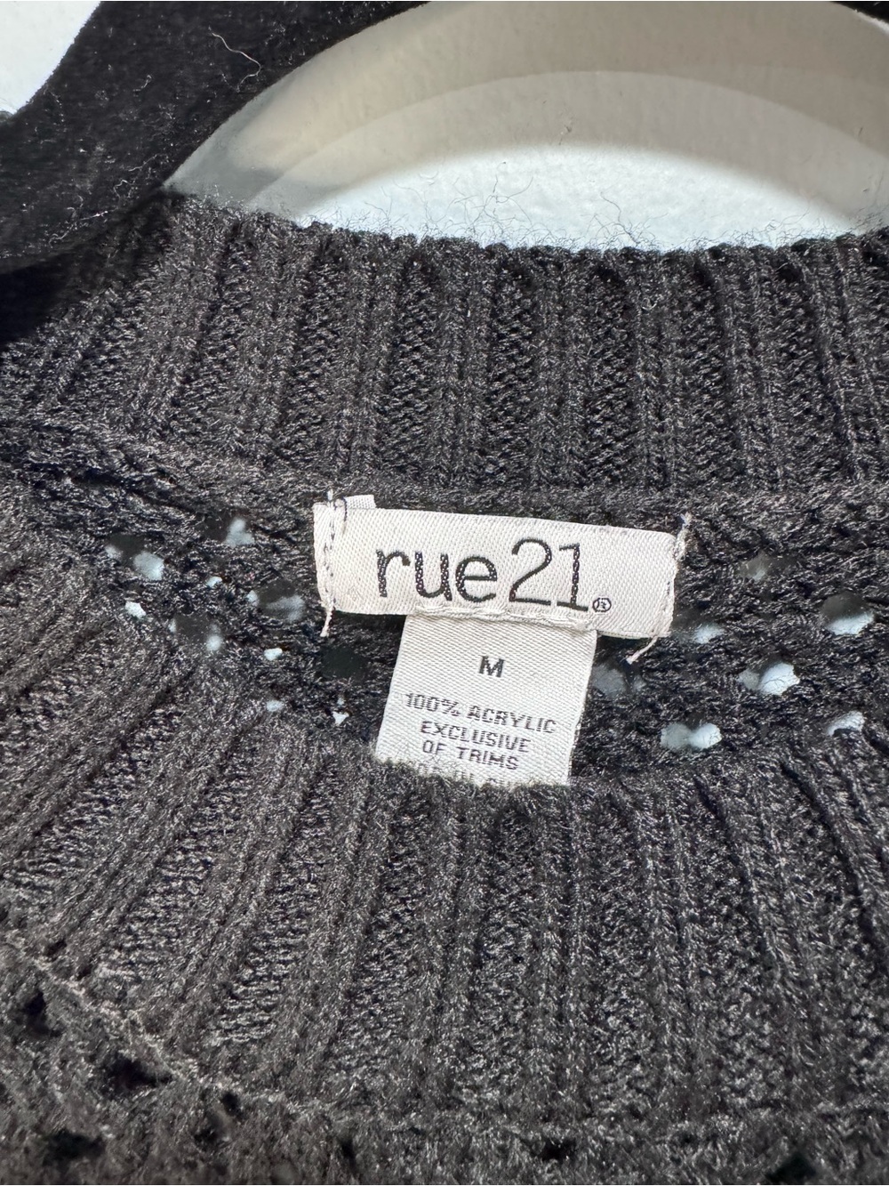 rue21 Black Open-Weave Crewneck Sweater - Picture 2 of 4